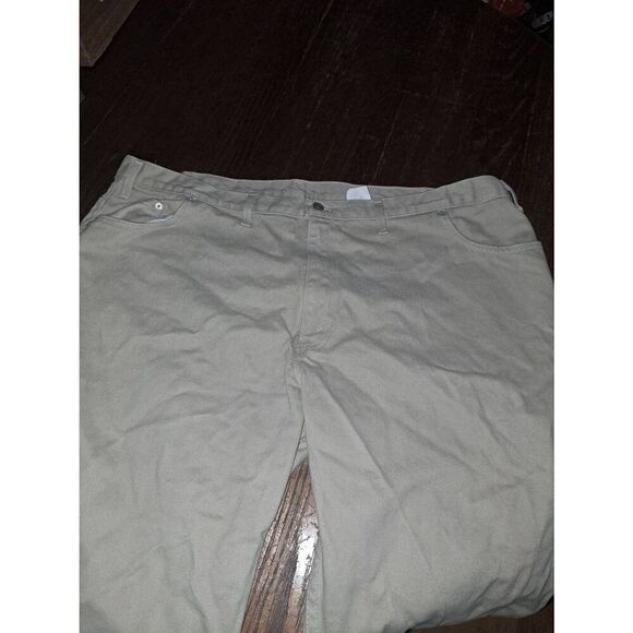 46x30 Faded Glory Cotton Tan Khaki Denim Jeans with Pockets and Belt Loops - Picture 2 of 6